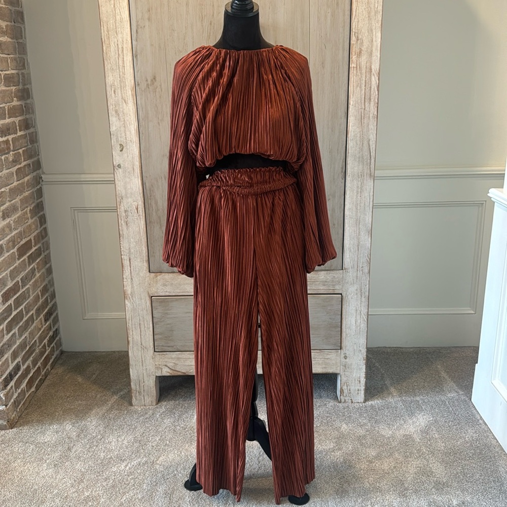 Burnt orange rubbed pant set